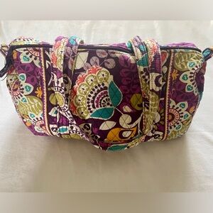 Retired Vera Bradley Plum Crazy Patterned Purple Green Floral Quilted Duffle Bag